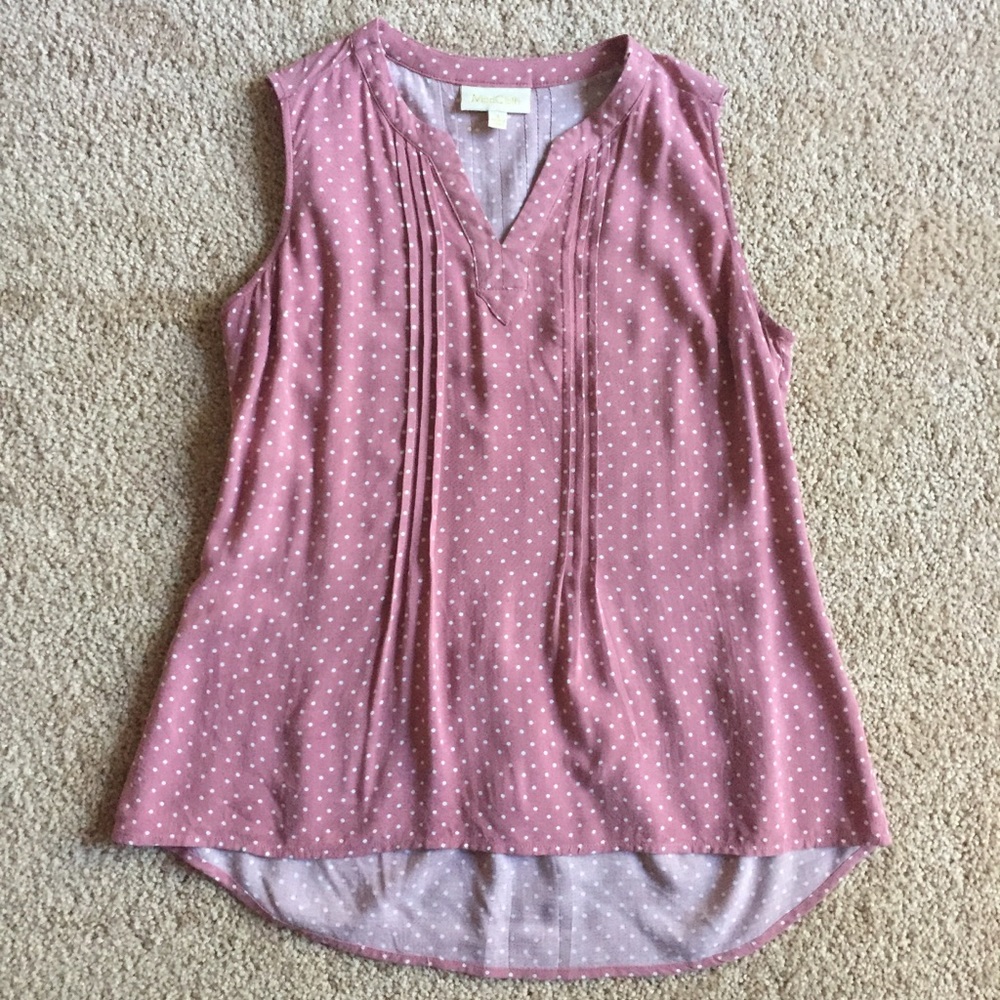 ModCloth Blush Sleeveless Top White Polka Dots